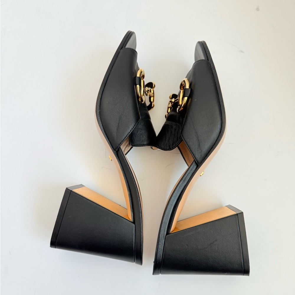 Gucci Black leather Baby Horsebit block heel 70mm open toe mules EU 40 - Picture 8 of 12